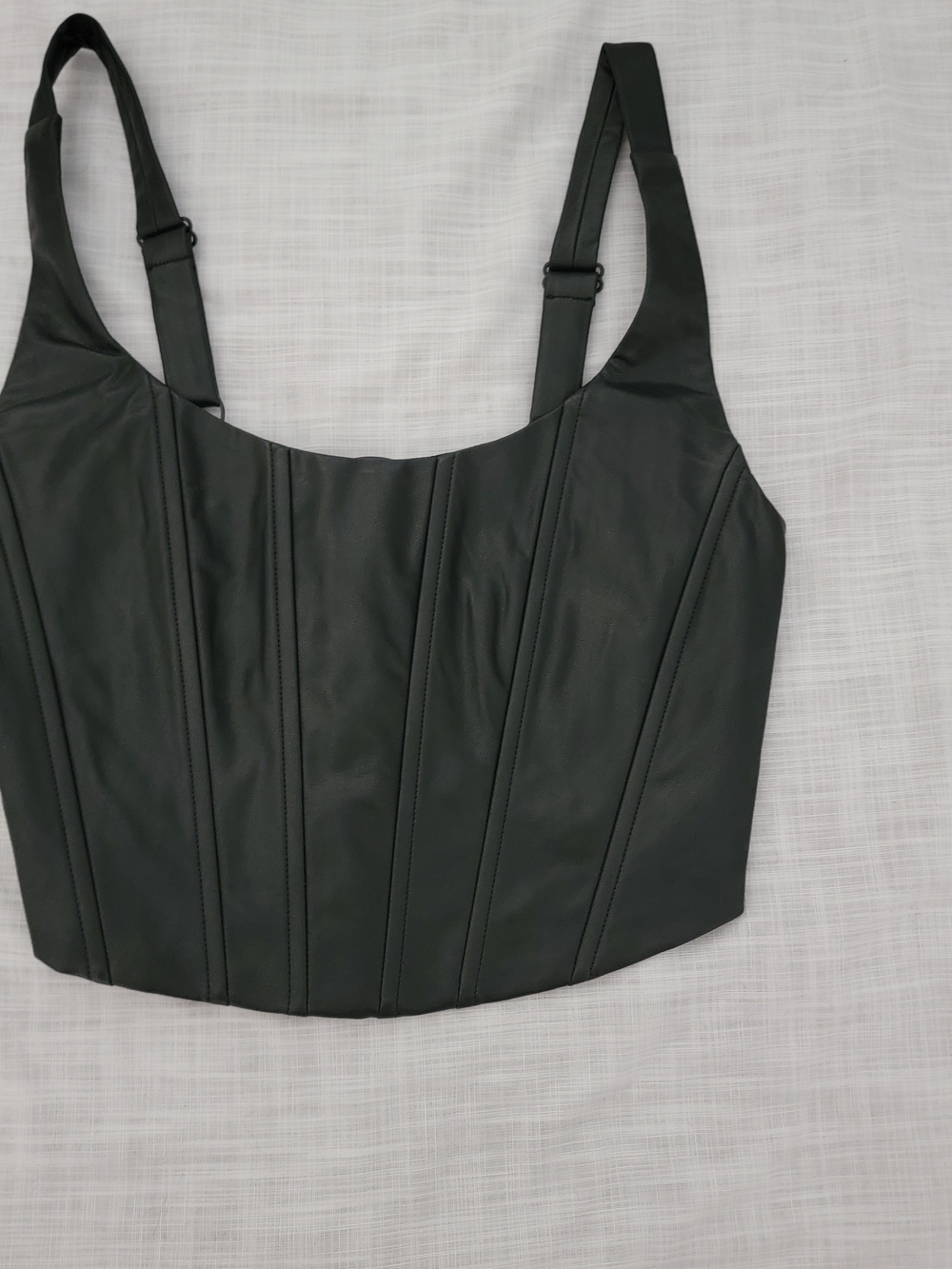 Lulu's Black Faux Leather Corset Crop Top